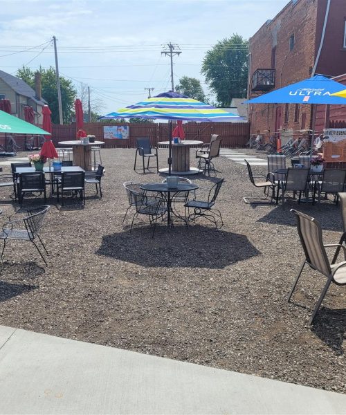 Thirsty Beaver party yard bar outdoor seating.