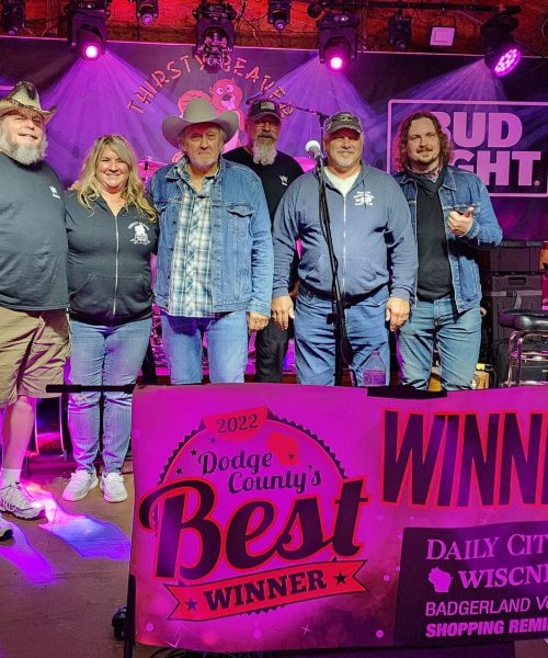 Thirsty Beaver receiving the Dodge County's Best Award.