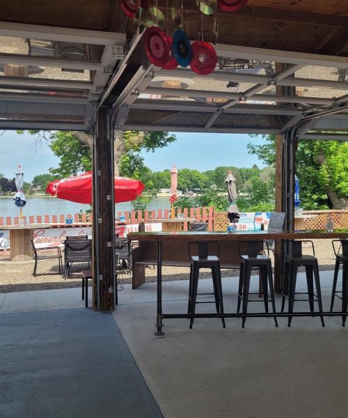 View of the lake from the party yard.