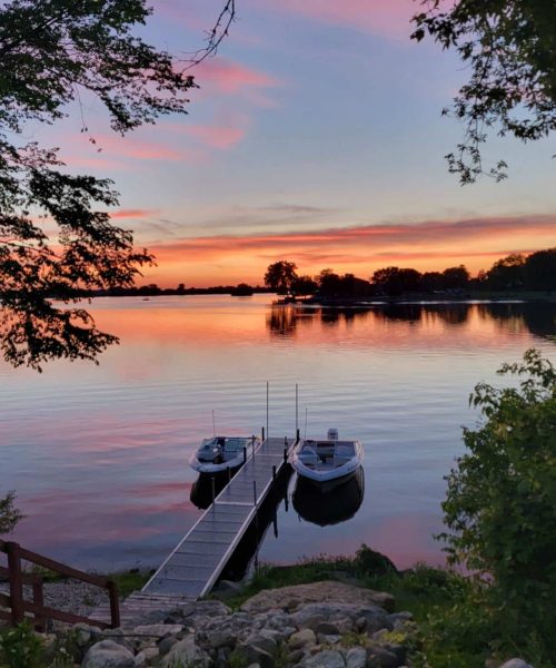 Thirsty Beaver pier at sunset.